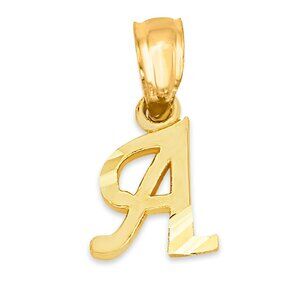 10K Solid Yellow Gold Letter A Pendant – Diamond Cut Personalized Initial Charm
